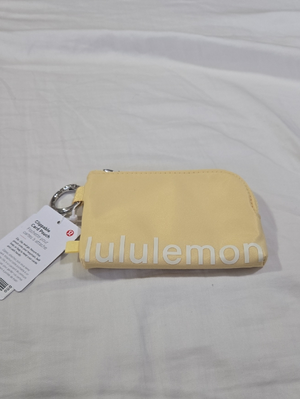 lululemon Yellow Clip-On Card Pouch with Silver Ring